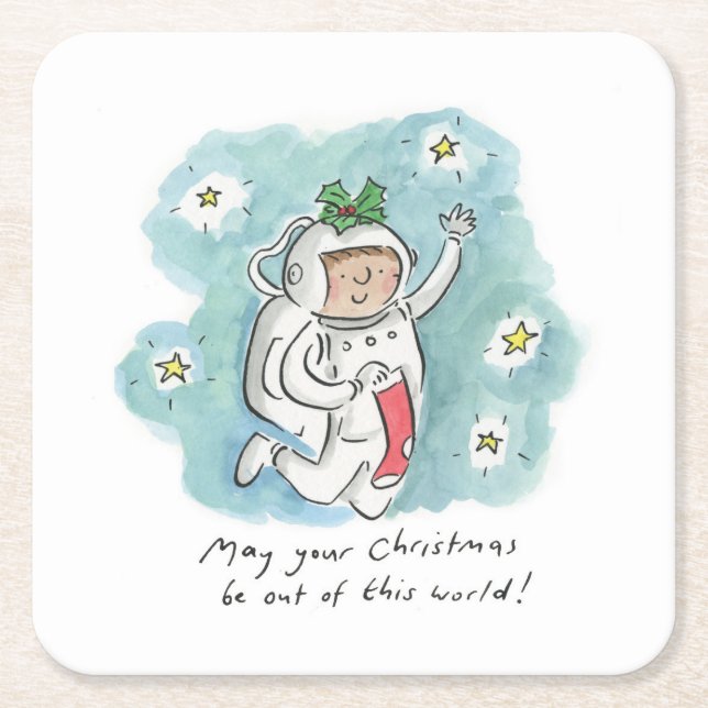 May your Christmas be out of this world Square Paper Coaster (Front)