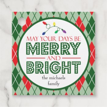 May Your Days Be Merry And Bright (lights) Argyle Favor Tags by WindyCityStationery at Zazzle