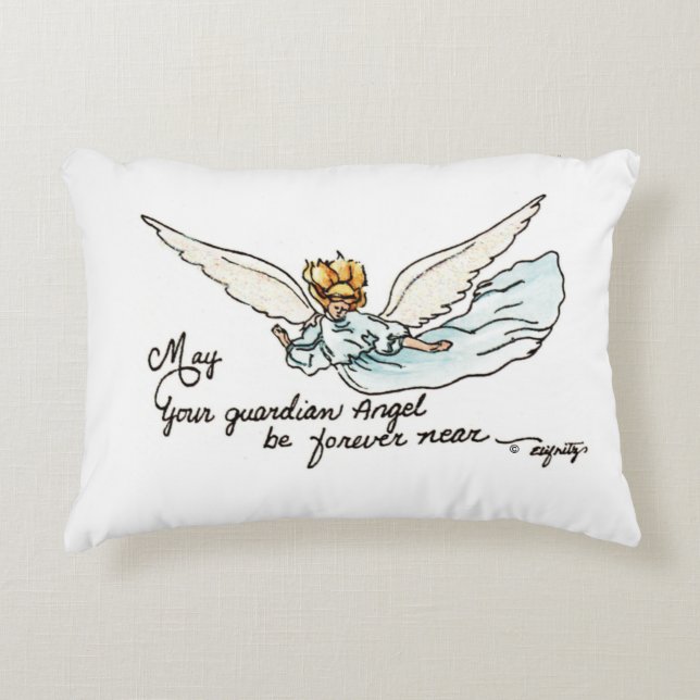 May Your Guardian Angel be Near Prayer drawing  Accent Pillow (Front)