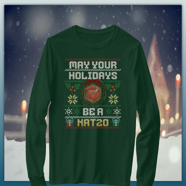 May Your Holidays Be A Nat20 Ugly Sweater Design (Creator Uploaded)