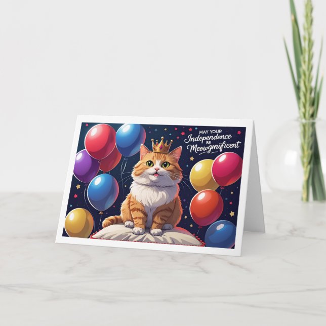 May Your Independence Be Meowgnificent – Cat Thank You Card (Front)