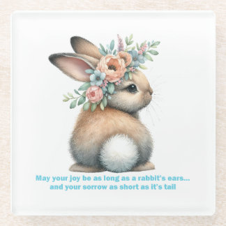 May Your Joy Be As Long As A Rabbit's Ears Glass Coaster