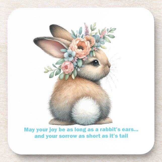 May Your Joy Be As Long As A Rabbit's Ears Set 6 Beverage Coaster (Front)