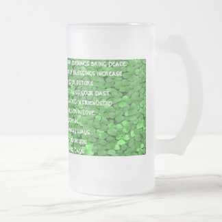 May your mornings bring joy and your evenings frosted glass beer mug