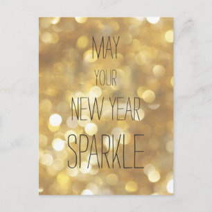 May your New Year Sparkle - Gold Glitter Postcard