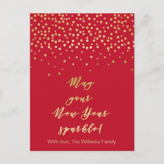 May your New Year Sparkle! Red and Gold Sparkles