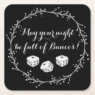 May Your Night Be Full Of Bunco's! Square Paper Coaster