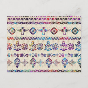 Maya / Aztec Gentle Watercolor pattern Postcard