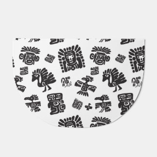 Maya Black White Ethnic Pattern Doormat