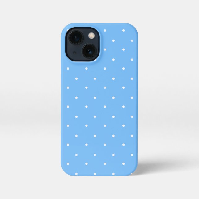 Maya Blue and White Polka Dots Pattern  iPhone Case (Back)