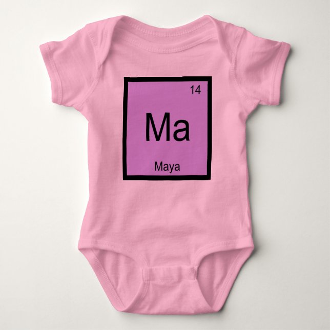 Maya Name Chemistry Element Periodic Table Baby Bodysuit (Front)