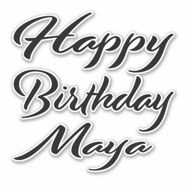 Maya name first name black Sticker birthday (Front)