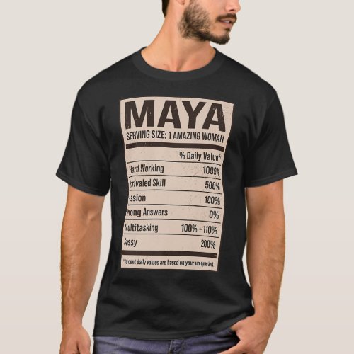 Maya Nutrition Facts Name Nickname Alias Title Fri T_Shirt