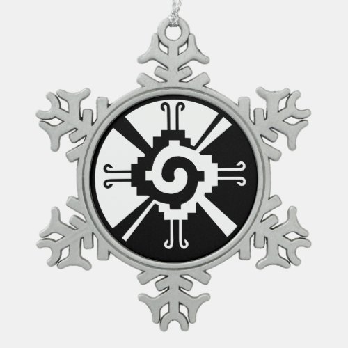 maya symbol Glyph Central American civilization an Snowflake Pewter Christmas Ornament