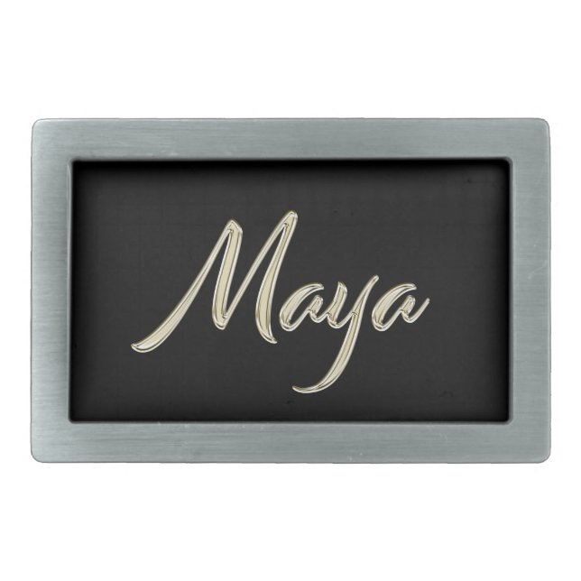 Maya white gold Handwriting belt Buckle (Front)