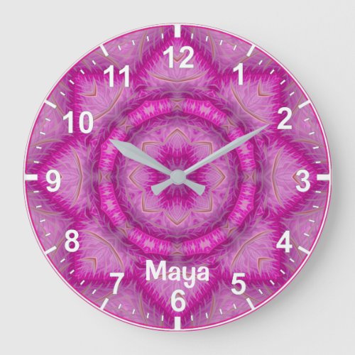 MAYA  WOW Fractal Pattern Shades of Pink  Large Clock