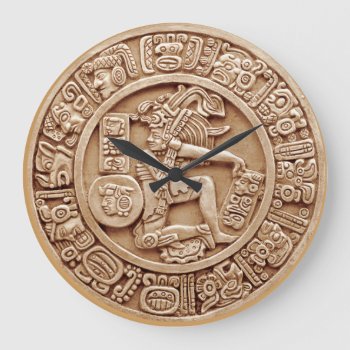 Mayan Agricultural Calendar Large Clock by tempera70 at Zazzle