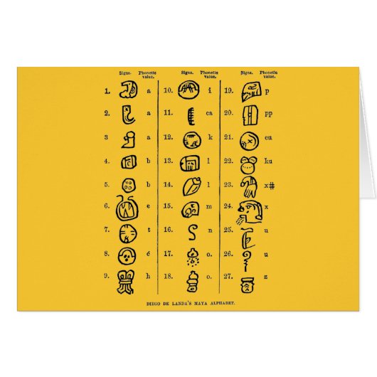 Mayan Alphabet Cards (Front Horizontal)