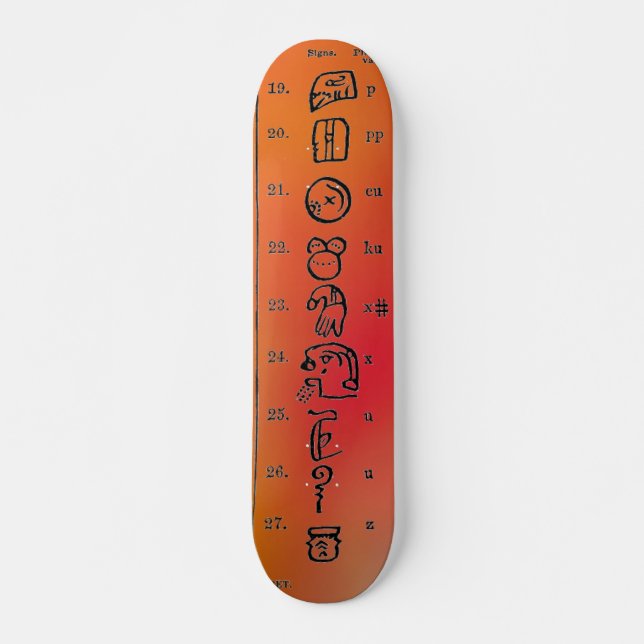 Mayan Alphabet Skateboard Deck (Front)