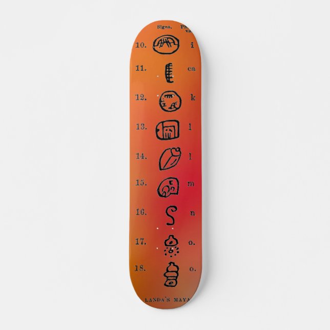 Mayan Alphabet Skateboard Deck (Front)