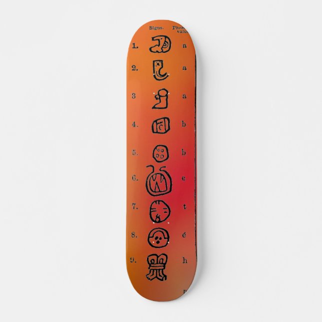 Mayan Alphabet Skateboard Deck (Front)