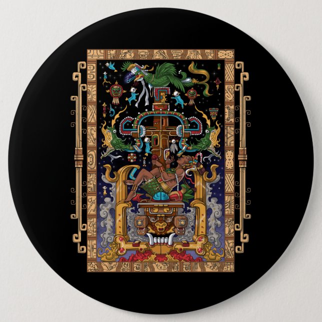 Mayan Astronaut King Pakal Button (Front)