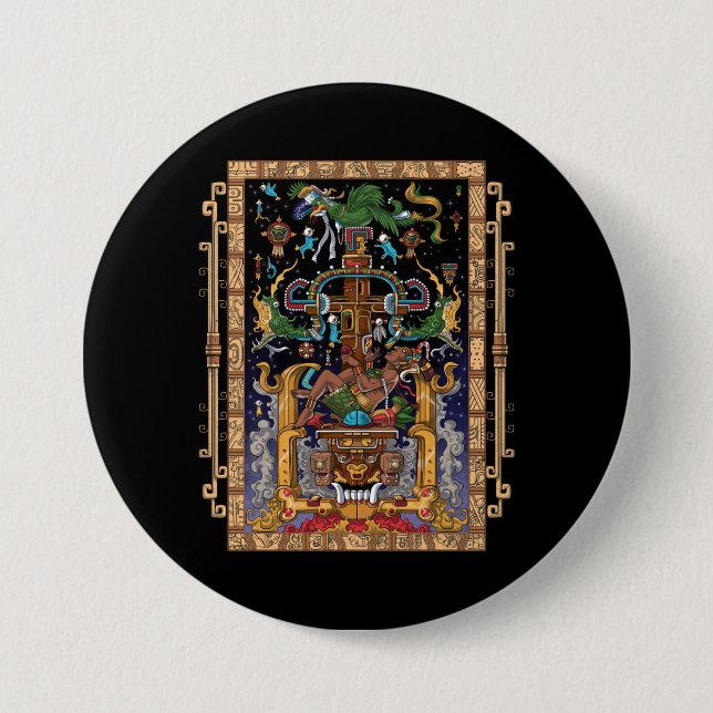 Mayan Astronaut King Pakal Button (Front)
