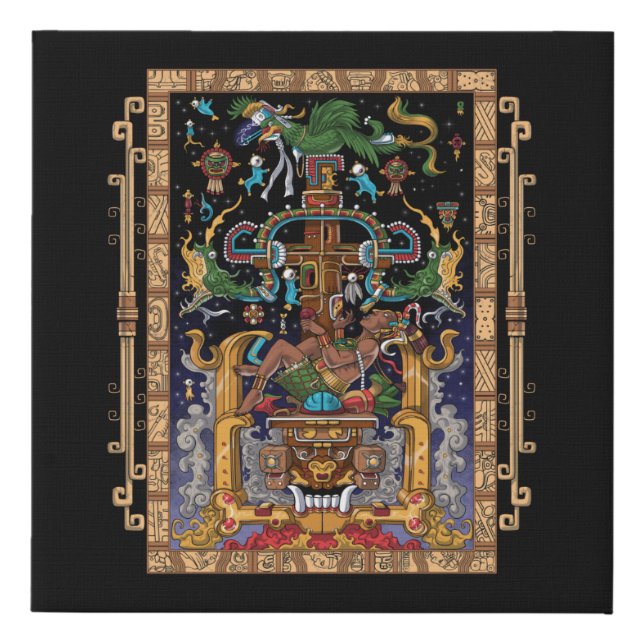 Mayan Astronaut King Pakal Faux Canvas Print (Front)