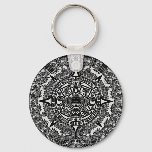 Mayan Aztec Calendar black Dec21 2012 Keychain