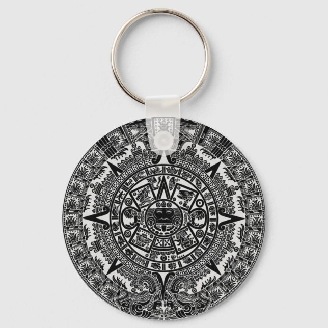 Mayan Aztec Calendar (black) Dec.21, 2012 Keychain (Front)