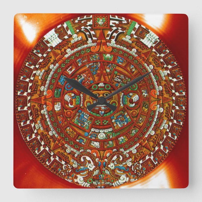 Mayan Aztec Calendar Square Wall Clock (Front)