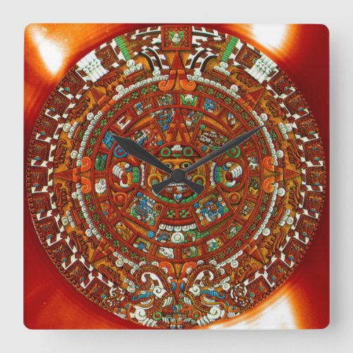 Mayan Aztec Calendar Square Wall Clock