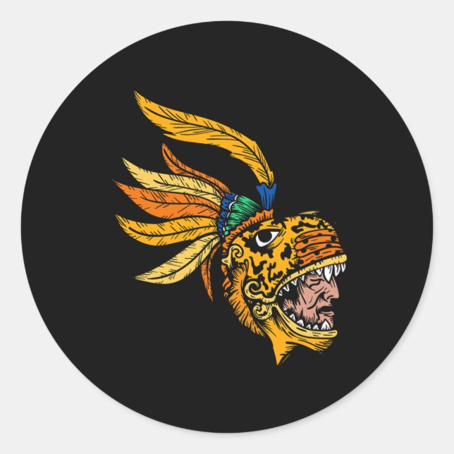Mayan Aztec Jaguar Warrior Inca Civilizatoin Cultu Classic Round Sticker (Front)