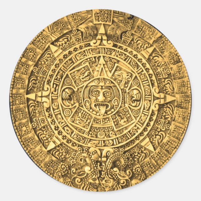 mayan calendar classic round sticker (Front)