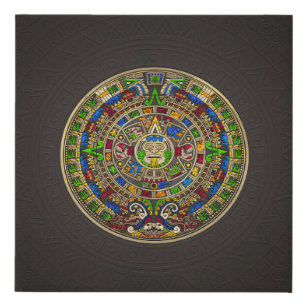 Mayan Calendar - color Faux Canvas Print