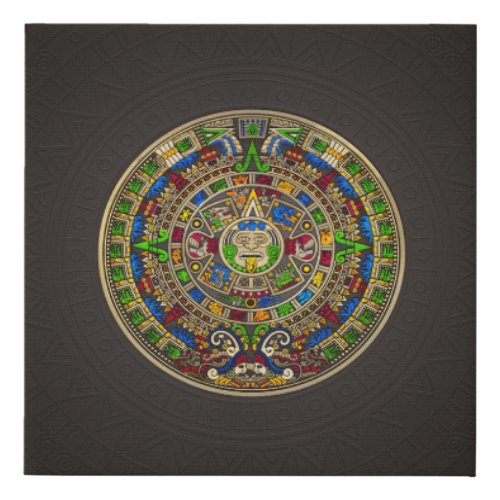 Mayan Calendar _ color Faux Canvas Print