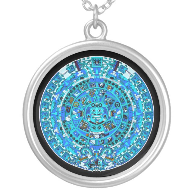 Mayan Calendar, ending in 2012 - Silver Necklace (Front)