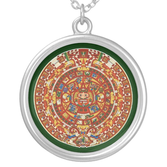Mayan Calendar, ending in 2012 - Silver Necklace (Front)