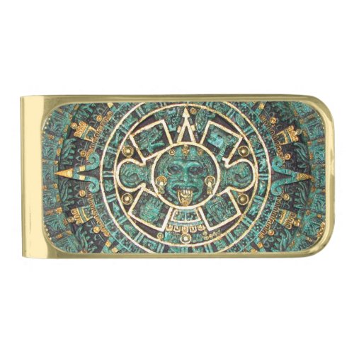 Mayan Calendar Gold Finish Money Clip