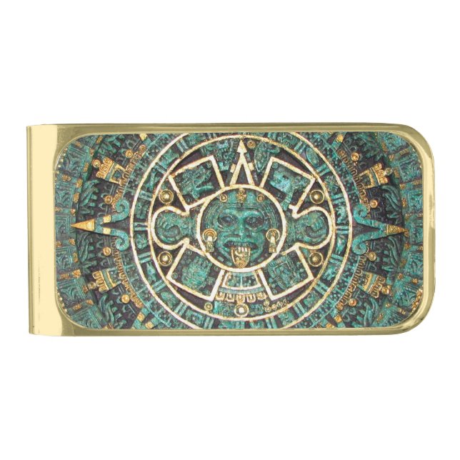 Mayan Calendar Gold Finish Money Clip (Front)