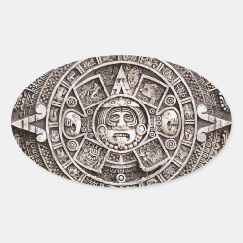 Mayan Calendar Oval Sticker