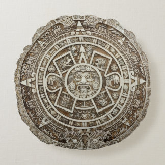 Mayan Calendar Pillow. Round Pillow