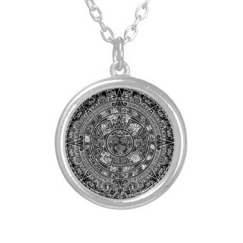 Mayan Calendar Silver Plated Necklace