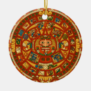 'Mayan Calendar Stone' Ceramic Ornament