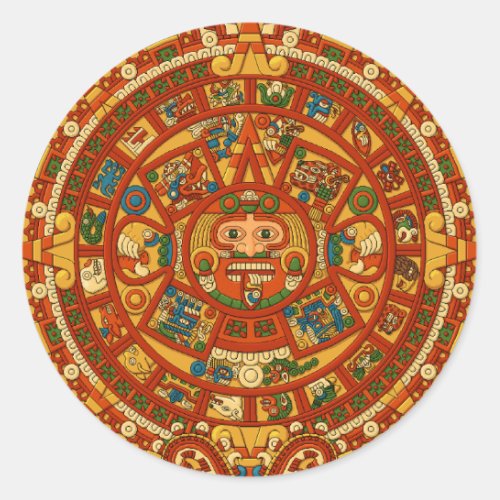 Mayan Calendar Stone Classic Round Sticker