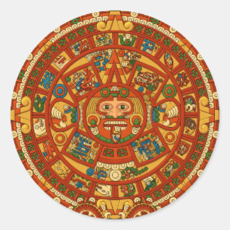 'Mayan Calendar Stone' Classic Round Sticker