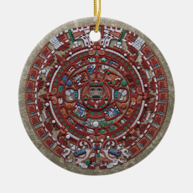 Mayan Calender Ceramic Ornament (Front)