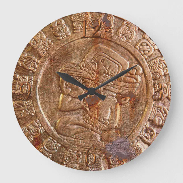 Mayan Carved Metal Aztec Mexican Art History Clock | Zazzle