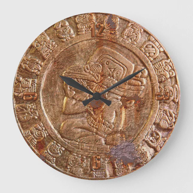 Mayan Carved Metal-effect Aztec Mexican History Large Clock | Zazzle