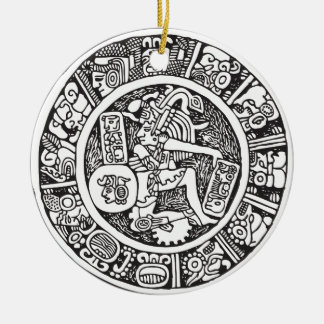 Mayan circle, Mexican hieroglyph(Maya) Ceramic Ornament